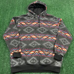 Original Deluxe Men's Hoodie XL Aztec Pattern Fleece Pullover Boxy Polyester